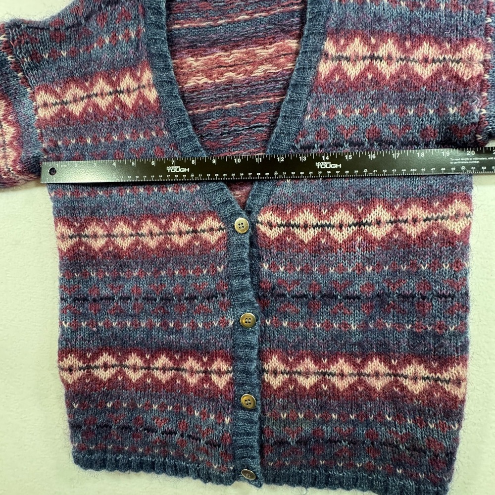 Maurices Fair Isle Cardigan Sweater Mens Large Blue Burgundy Geometric Button Up - Picture 6 of 10